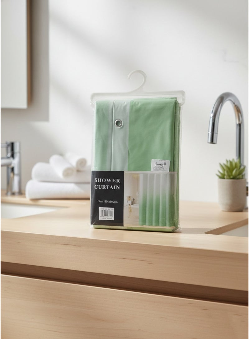 ستارة حمام بتصميم يجمع بين اللونين الأبيض والأخضر - Image 5